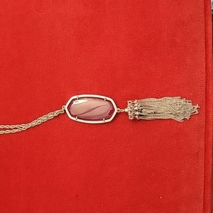 Kendra Scott Rayne Silver Long Pendant Necklace in Maroon with Tassel